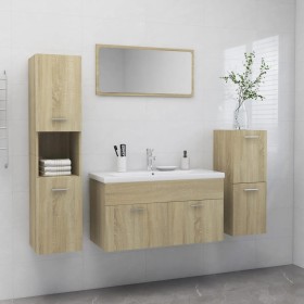 Badezimmermöbel-Set aus Sonoma-Eichenholzwerkstoff von vidaXL, Badezimmermöbel - Ref: Foro24-3070931, Preis: 204,16 €, Rabatt: %