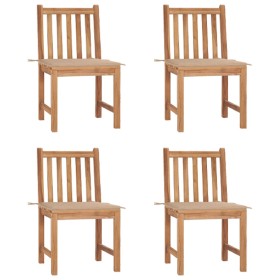 Garden chairs, set of 4, made of solid teak wood with cushions. by vidaXL, Garden chairs - Ref: Foro24-3073091, Price: 422,94...