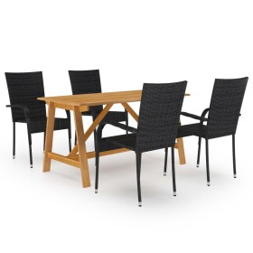 Juego de comedor para jardín 5 piezas negro de vidaXL, Conjuntos de jardín - Ref: Foro24-3068750, Precio: 375,40 €, Descuento: %