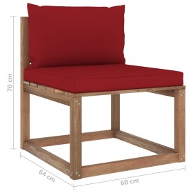 4-piece pallet garden set with impregnated pine wood cushions by vidaXL, Garden sets - Ref: Foro24-3067329, Price: 204,99 €, ...