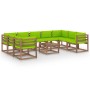 Juego de muebles de jardín 10 piezas con cojines verde lima de vidaXL, Conjuntos de jardín - Ref: Foro24-3067523, Precio: 550...