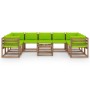 10-Piece Garden Furniture Set with Lime Green Cushions by vidaXL, Garden sets - Ref: Foro24-3067523, Price: 550,99 €, Discoun...