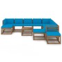 Juego de muebles de jardín 12 piezas con cojines azul claro de vidaXL, Conjuntos de jardín - Ref: Foro24-3067588, Precio: 721...