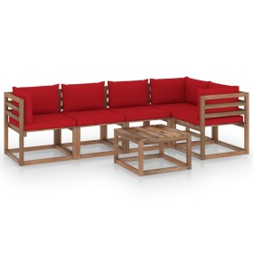 6-piece pallet garden furniture with impregnated wood cushions by vidaXL, Garden sets - Ref: Foro24-3067458, Price: 332,58 €,...