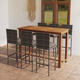 7-teiliges Gartenbar-Set mit grauen Kissen von vidaXL, Gartensets - Ref: Foro24-3068007, Preis: 572,99 €, Rabatt: %