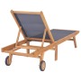 Folding sun loungers with wheels 2 pcs solid teak and textilene by vidaXL, Loungers - Ref: Foro24-3073000, Price: 568,94 €, D...