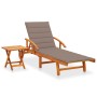 Garden lounger with table and cushion in solid acacia wood by vidaXL, Loungers - Ref: Foro24-3061625, Price: 237,84 €, Discou...