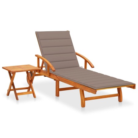 Gartenliege mit Tisch und Kissen aus massivem Akazienholz von vidaXL, Liegen - Ref: Foro24-3061625, Preis: 237,84 €, Rabatt: %