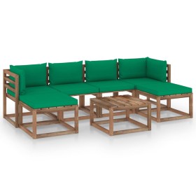 Muebles de jardín de palets 7 pzs con cojines madera impregnada de vidaXL, Conjuntos de jardín - Ref: Foro24-3067469, Precio:...