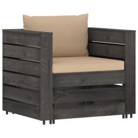 Muebles de jardín 6 pzas con cojines madera impregnada gris de vidaXL, Conjuntos de jardín - Ref: Foro24-3068459, Precio: 607...