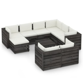 Garden furniture 10 pieces with gray impregnated wood cushions by vidaXL, Garden sets - Ref: Foro24-3068410, Price: 1,00 €, D...