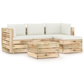 Gartenmöbel 5-teilig mit grün imprägnierten Holzkissen von vidaXL, Gartensets - Ref: Foro24-3074629, Preis: 583,99 €, Rabatt: %