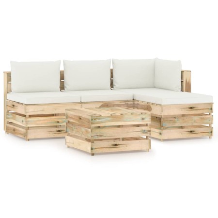 Muebles de jardín 5 pzas con cojines madera impregnada verde de vidaXL, Conjuntos de jardín - Ref: Foro24-3074617, Precio: 45...