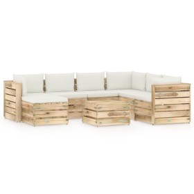 Garden furniture 8 pieces with green impregnated wood cushions by vidaXL, Garden sets - Ref: Foro24-3074773, Price: 900,99 €,...