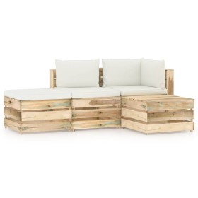 Garden furniture 4 pieces with green impregnated wood cushions by vidaXL, Garden sets - Ref: Foro24-3074593, Price: 357,99 €,...