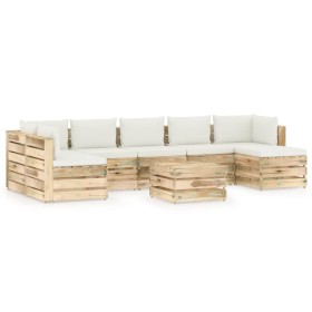 Gartenmöbel 8-teilig mit grün imprägnierten Holzkissen von vidaXL, Gartensets - Ref: Foro24-3074749, Preis: 842,99 €, Rabatt: %