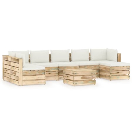 Garden furniture 8 pieces with green impregnated wood cushions by vidaXL, Garden sets - Ref: Foro24-3074749, Price: 842,47 €,...