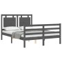 Estructura de cama con cabecero madera maciza gris 140x200 cm de vidaXL, Camas y somieres - Ref: Foro24-3194053, Precio: 176,...