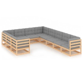 Garden furniture set 10 pieces and cushions solid pine wood by vidaXL, Garden sets - Ref: Foro24-3077044, Price: 996,06 €, Di...