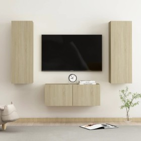 3 Stück Holzwerkstoff TV Wohnzimmer Möbel Set Sonoma Eiche von vidaXL, TV-Möbel - Ref: Foro24-3078973, Preis: 122,11 €, Rabat...