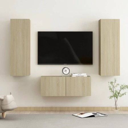 3 Stück Holzwerkstoff TV Wohnzimmer Möbel Set Sonoma Eiche von vidaXL, TV-Möbel - Ref: Foro24-3078973, Preis: 129,09 €, Rabat...