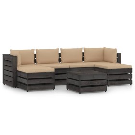 Garden furniture 7 pieces with gray impregnated wood cushions by vidaXL, Garden sets - Ref: Foro24-3068327, Price: 615,06 €, ...