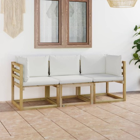 3-seater garden sofa with cream cushions by vidaXL, Garden sets - Ref: Foro24-3064995, Price: 239,99 €, Discount: %