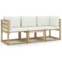 3-seater garden sofa with cream cushions by vidaXL, Garden sets - Ref: Foro24-3064995, Price: 239,99 €, Discount: %