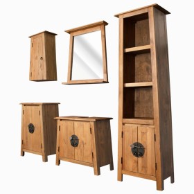 Conjunto de muebles de baño 5 piezas madera maciza de pino de vidaXL, Muebles de baño - Ref: Foro24-275425, Precio: 763,99 €,...