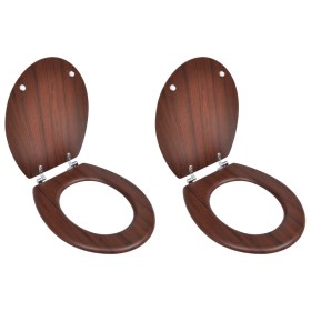 Toilet seat with lids 2 pcs MDF brown by vidaXL, Toilet and bidet seats - Ref: Foro24-275909, Price: 69,27 €, Discount: %