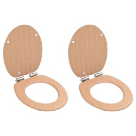 WC toilet seat 2 pcs soft close lid MDF bamboo design by vidaXL, Toilet and bidet seats - Ref: Foro24-276994, Price: 73,28 €,...