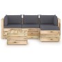 Garden furniture 5 pieces with green impregnated wood cushions by vidaXL, Garden sets - Ref: Foro24-3074627, Price: 571,56 €,...