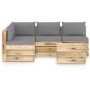 Garden furniture 5 pieces with green impregnated wood cushions by vidaXL, Garden sets - Ref: Foro24-3074640, Price: 490,99 €,...