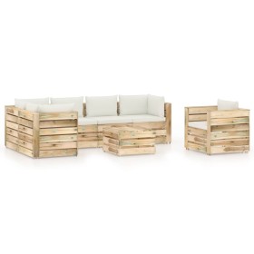 Garden furniture 7 pieces with green impregnated wood cushions by vidaXL, Garden sets - Ref: Foro24-3074869, Price: 860,65 €,...