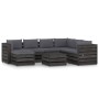 8-piece garden furniture with gray impregnated wood cushions by vidaXL, Garden sets - Ref: Foro24-3068384, Price: 758,75 €, D...