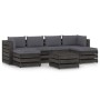 Garden furniture 7 pieces with gray impregnated wood cushions by vidaXL, Garden sets - Ref: Foro24-3068324, Price: 633,46 €, ...