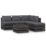 Garden furniture 6 pieces with gray impregnated wood cushions by vidaXL, Garden sets - Ref: Foro24-3068312, Price: 529,34 €, ...