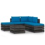 Garden furniture 6 pieces with gray impregnated wood cushions by vidaXL, Garden sets - Ref: Foro24-3068268, Price: 511,99 €, ...