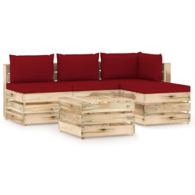 Garden furniture 5 pieces with green impregnated wood cushions by vidaXL, Garden sets - Ref: Foro24-3074624, Price: 366,99 €,...