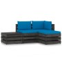 4-piece garden furniture with gray impregnated wood cushions by vidaXL, Garden sets - Ref: Foro24-3068208, Price: 303,58 €, D...