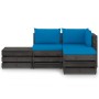 4-piece garden furniture with gray impregnated wood cushions by vidaXL, Garden sets - Ref: Foro24-3068208, Price: 303,99 €, D...