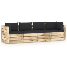 4-Sitzer-Gartensofa mit Kissen aus imprägniertem Kiefernholz von vidaXL, Gartensets - Ref: Foro24-3074610, Preis: 486,99 €, R...