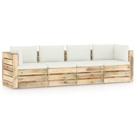 4-seater garden sofa with impregnated pine wood cushions by vidaXL, Garden sets - Ref: Foro24-3074605, Price: 482,27 €, Disco...