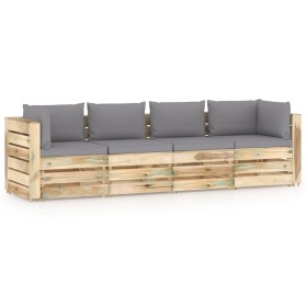 4-Sitzer-Gartensofa mit Kissen aus imprägniertem Kiefernholz von vidaXL, Gartensets - Ref: Foro24-3074604, Preis: 477,31 €, R...