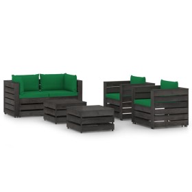 Garden furniture 6 pieces with gray impregnated wood cushions by vidaXL, Garden sets - Ref: Foro24-3068449, Price: 581,99 €, ...