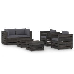 Muebles de jardín 6 piezas con cojines madera impregnada gris de vidaXL, Conjuntos de jardín - Ref: Foro24-3068444, Precio: 5...