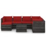 8-piece garden furniture with gray impregnated wood cushions by vidaXL, Garden sets - Ref: Foro24-3068390, Price: 707,91 €, D...