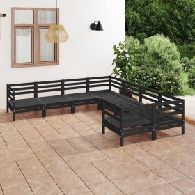 Garden furniture set 8 pieces solid black pine wood by vidaXL, Garden sets - Ref: Foro24-3083248, Price: 421,83 €, Discount: %