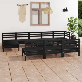 Gartenmöbel-Set 11-teilig aus massivem schwarzem Kiefernholz von vidaXL, Gartensets - Ref: Foro24-3083373, Preis: 532,59 €, R...