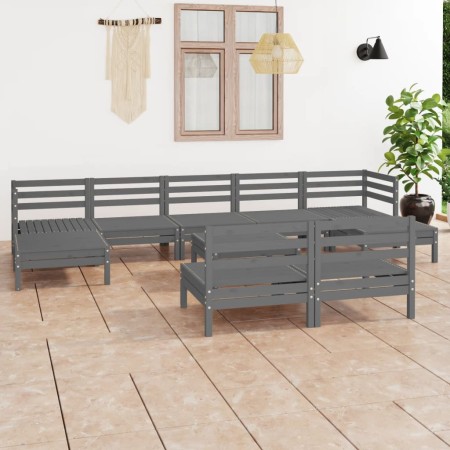 Garden furniture set 10 pieces solid gray pine wood by vidaXL, Garden sets - Ref: Foro24-3083361, Price: 453,42 €, Discount: %